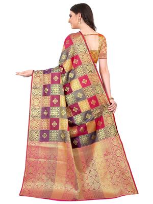 checkered paithani saree with blouse - 17021130 - Standard Image - 2