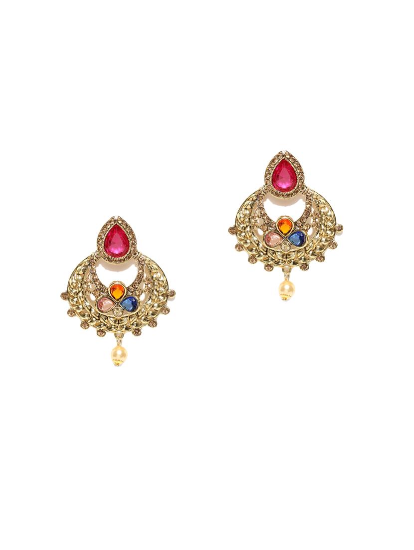 gold tone metal chandballi earring - 17021523 - Zoom Image - 1