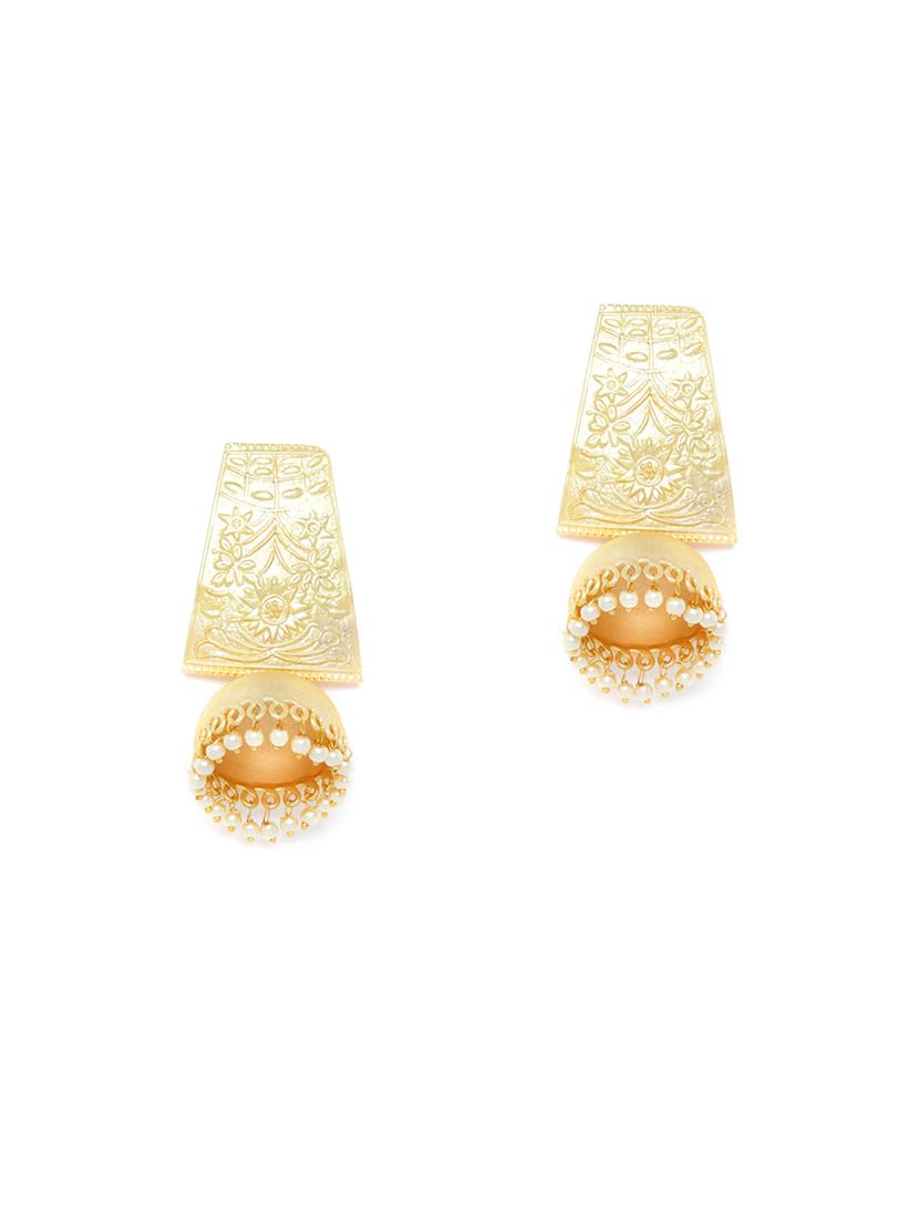 gold metal jhumka earring - 17021557 - Zoom Image - 2