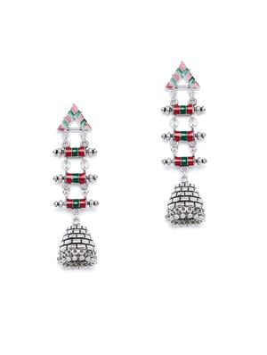 silver brass jhumka earring - 17021562 - Standard Image - 2