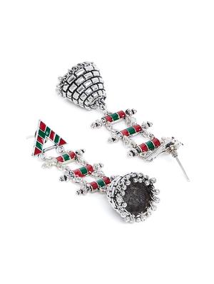 silver brass jhumka earring - 17021562 - Standard Image - 3