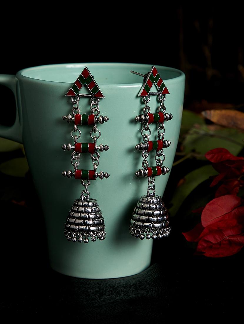 silver brass jhumka earring - 17021562 - Zoom Image - 1