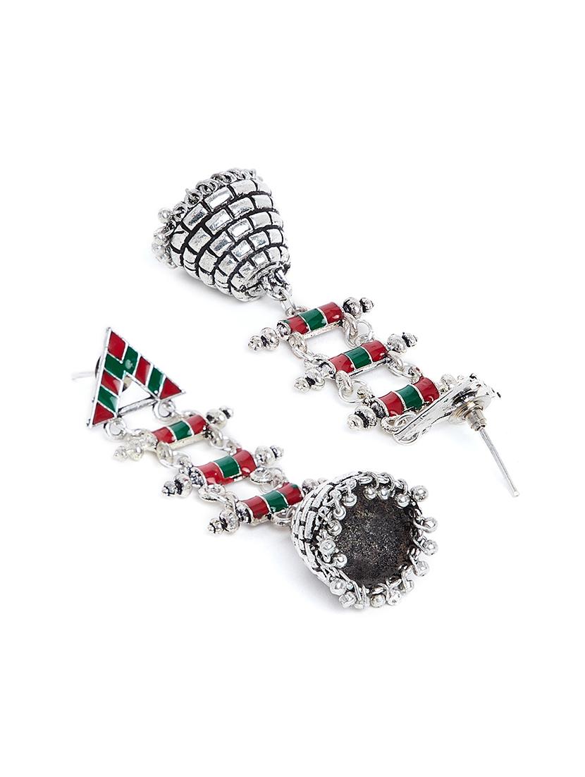 silver brass jhumka earring - 17021562 - Zoom Image - 3