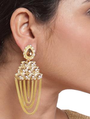 gold tone metal drop earring - 17021575 - Standard Image - 4