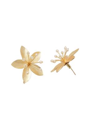 gold brass studs earring - 17021585 - Standard Image - 3