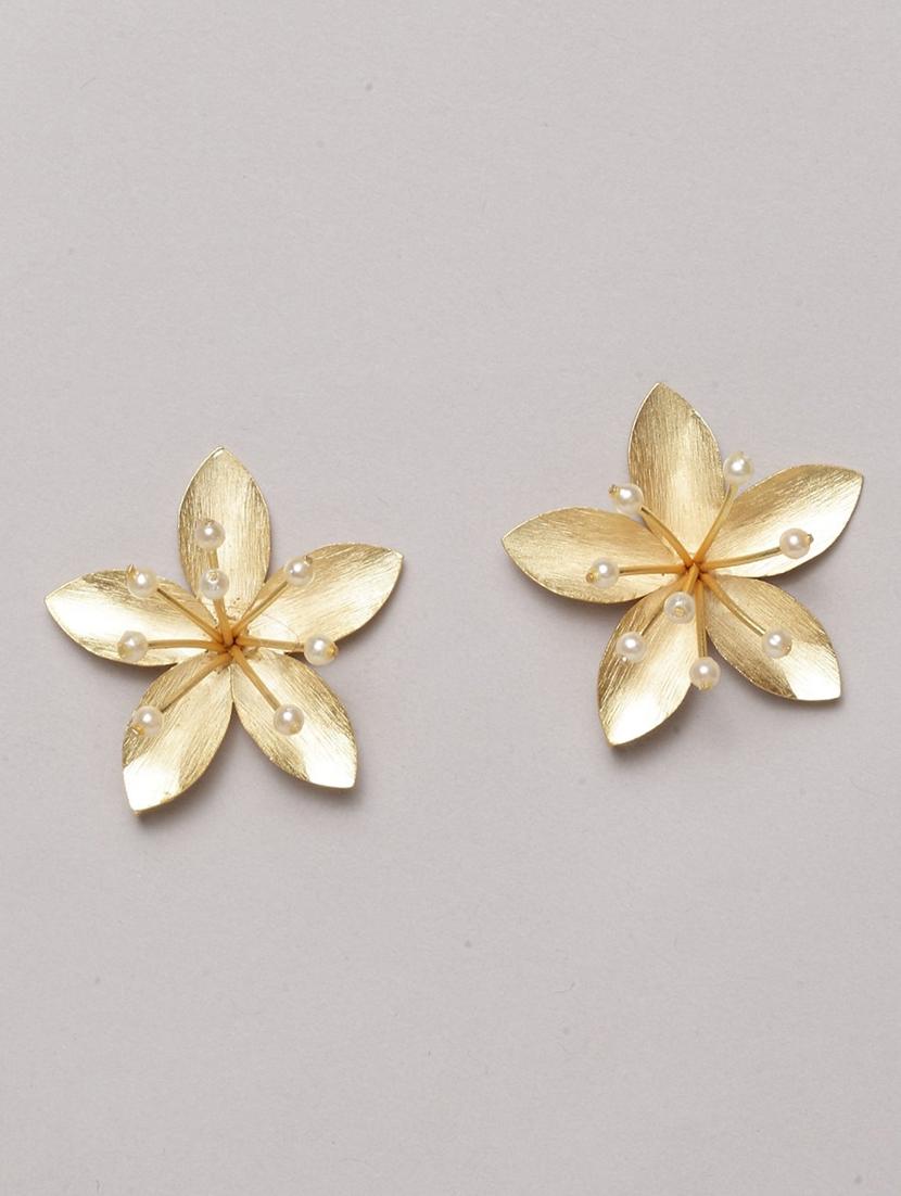 gold brass studs earring - 17021585 - Zoom Image - 1