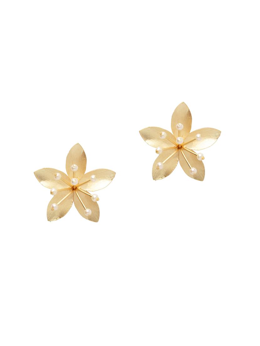 gold brass studs earring - 17021585 - Zoom Image - 2