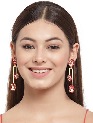 gold brass drop earring - 17021587 - Standard Image - 4