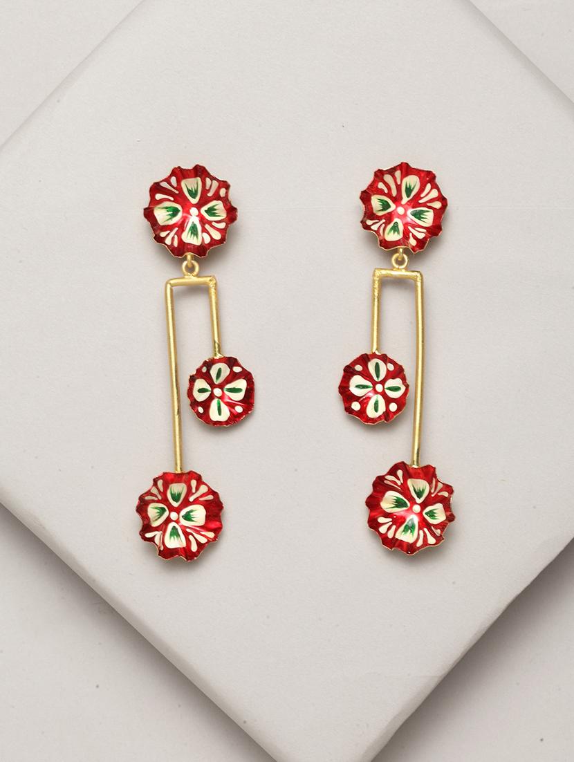 gold brass drop earring - 17021587 - Zoom Image - 1