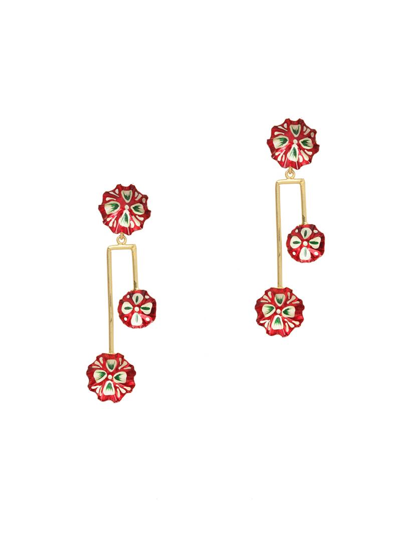 gold brass drop earring - 17021587 - Zoom Image - 2