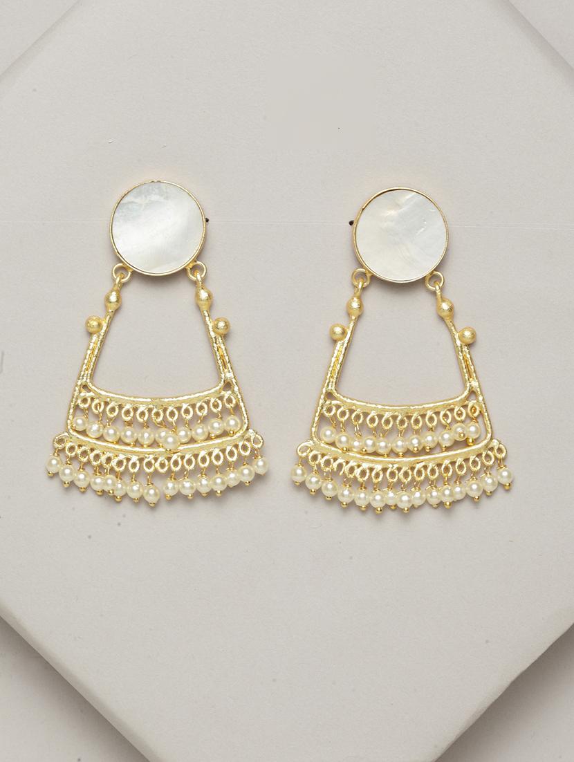 gold brass drop earring - 17021592 - Zoom Image - 1
