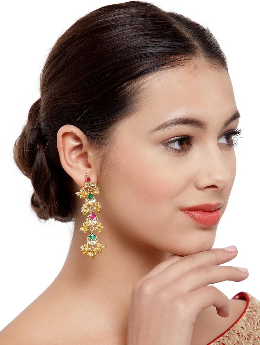 gold copper drop earring - 17021602 - Zoom Image - 4
