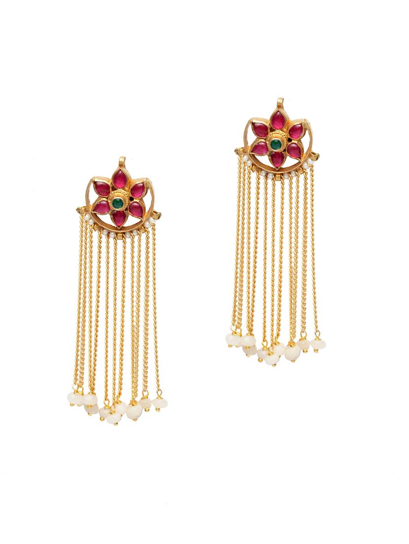 gold copper drop earring - 17021603 - Zoom Image - 2