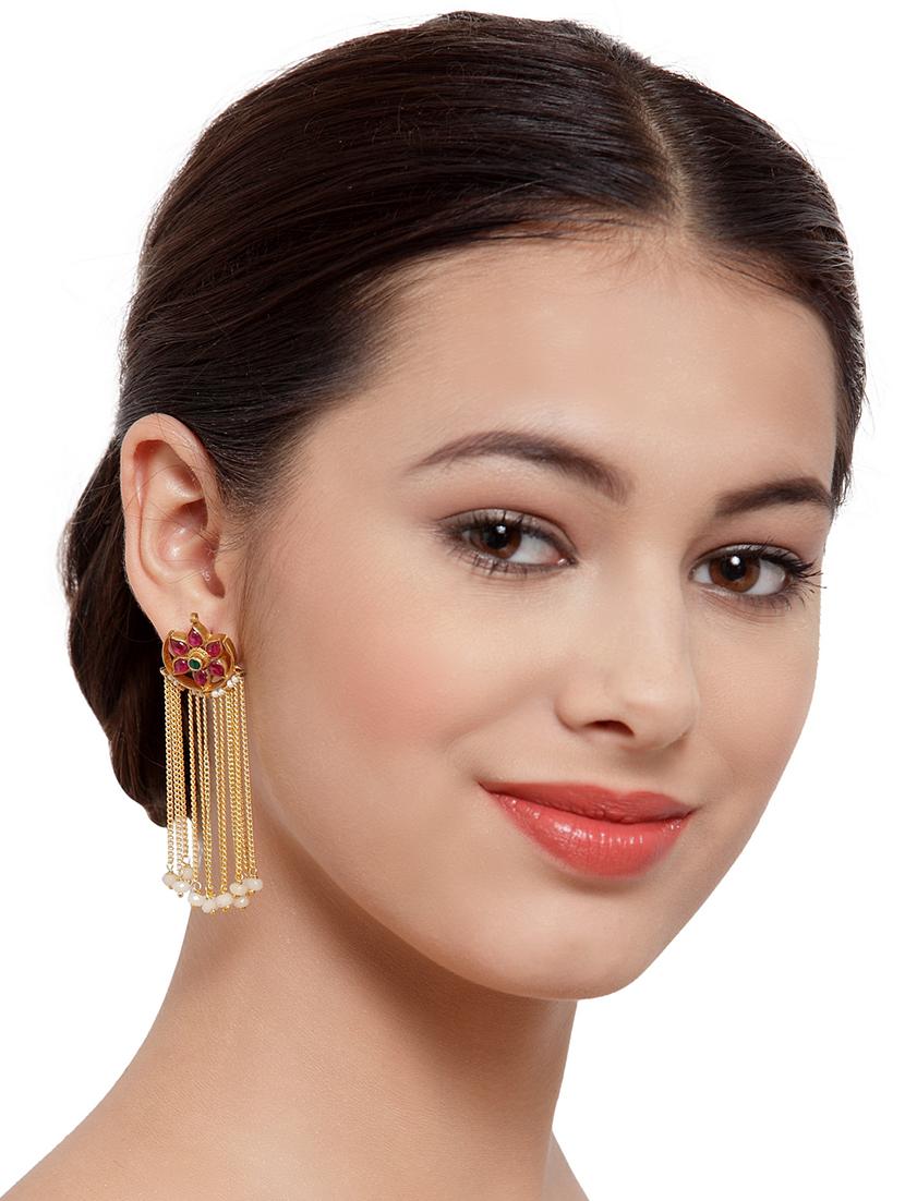 gold copper drop earring - 17021603 - Zoom Image - 4