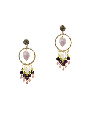 gold brass drop earring - 17021626 - Standard Image - 2
