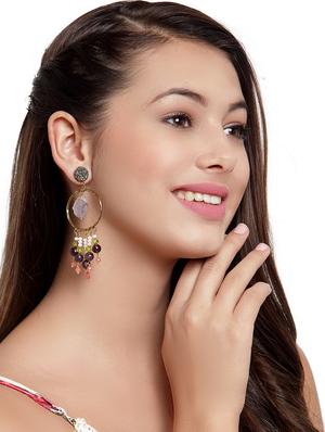 gold brass drop earring - 17021626 - Standard Image - 4