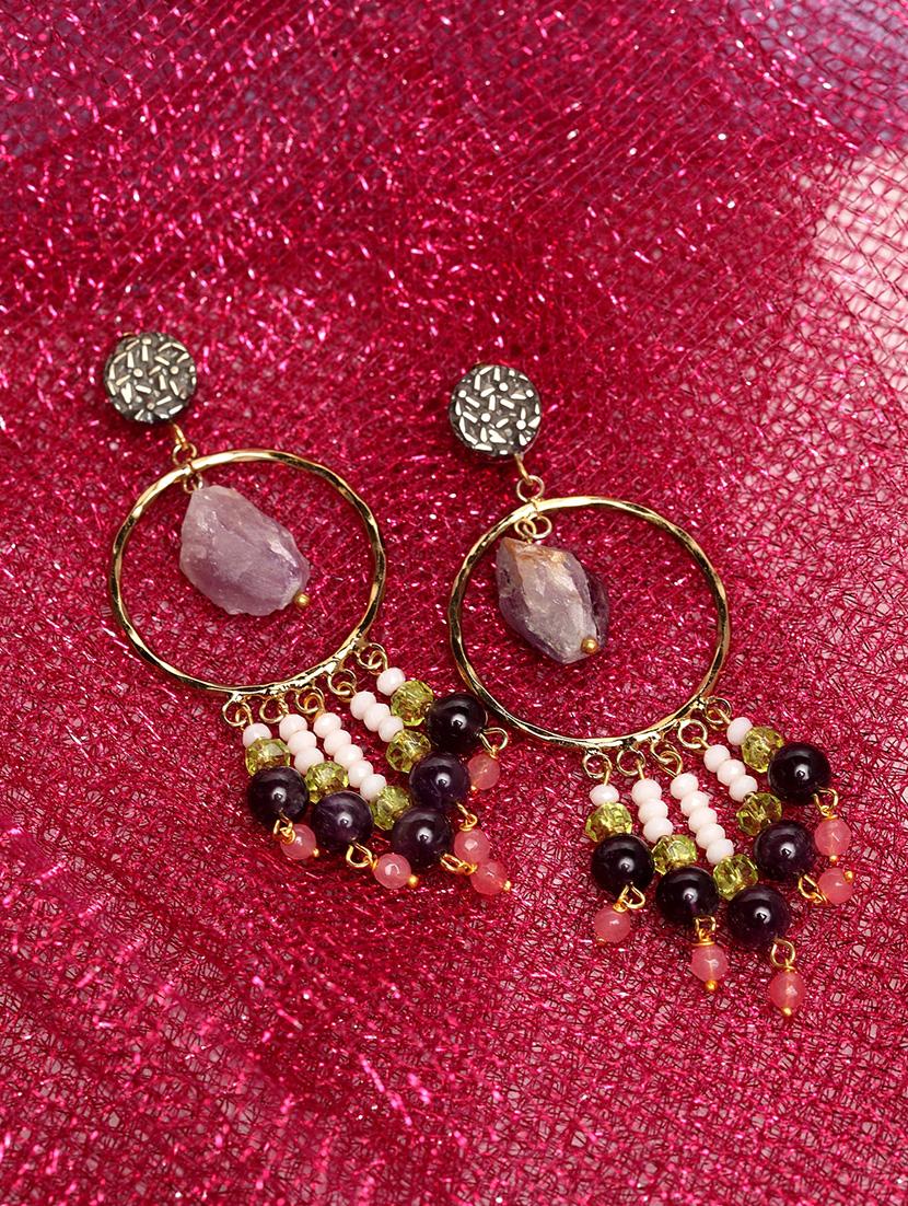 gold brass drop earring - 17021626 - Zoom Image - 1