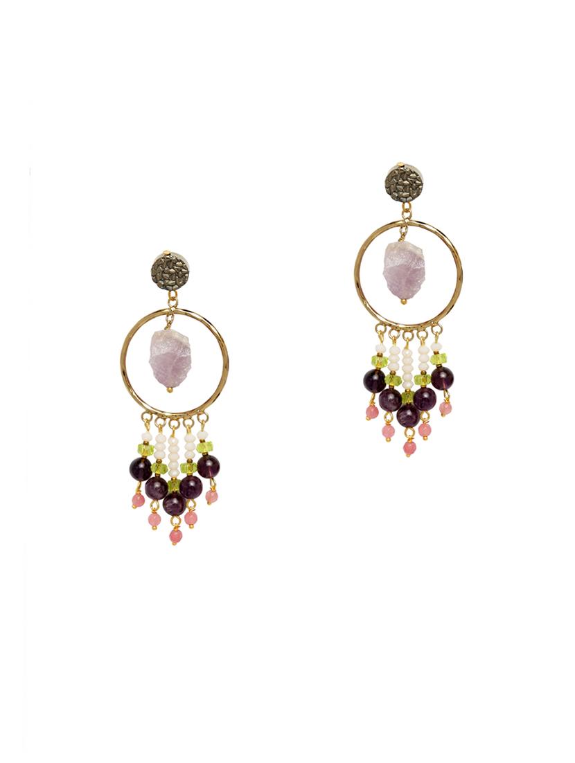 gold brass drop earring - 17021626 - Zoom Image - 2