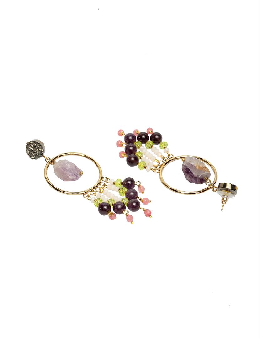 gold brass drop earring - 17021626 - Zoom Image - 3