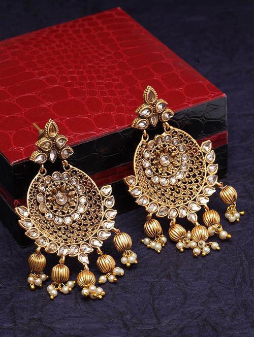 gold brass drop earring - 17021636 - Standard Image - 1