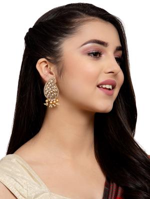 gold brass drop earring - 17021637 - Standard Image - 4