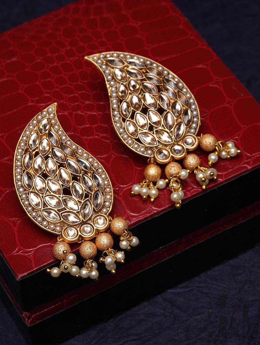 gold brass drop earring - 17021637 - Zoom Image - 1