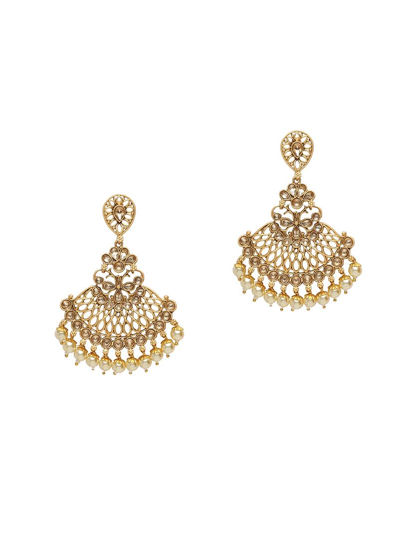 gold brass drop earring - 17021638 - Zoom Image - 2