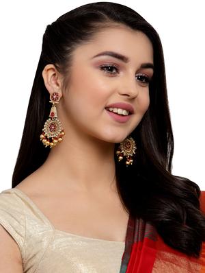 gold brass drop earring - 17021639 - Standard Image - 4