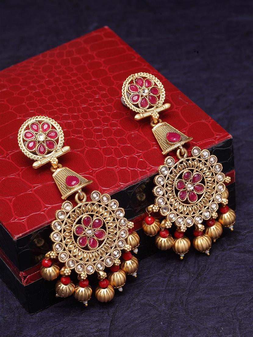 gold brass drop earring - 17021639 - Zoom Image - 1
