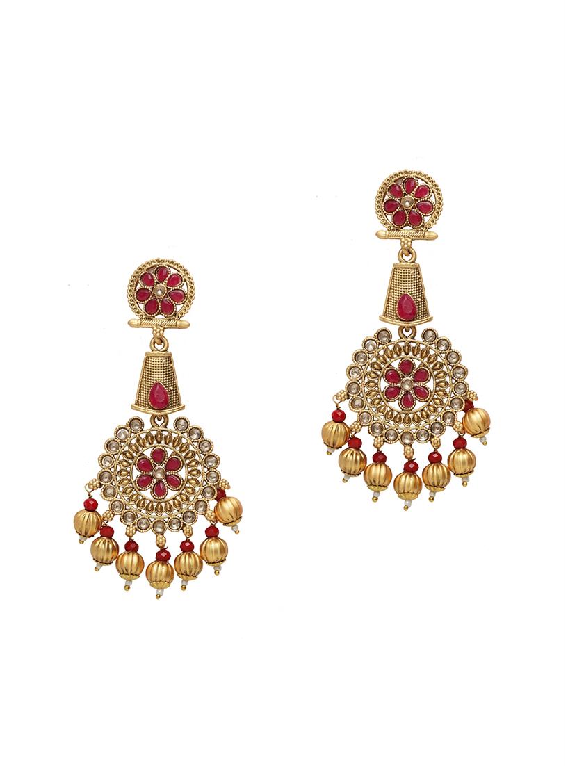 gold brass drop earring - 17021639 - Zoom Image - 2