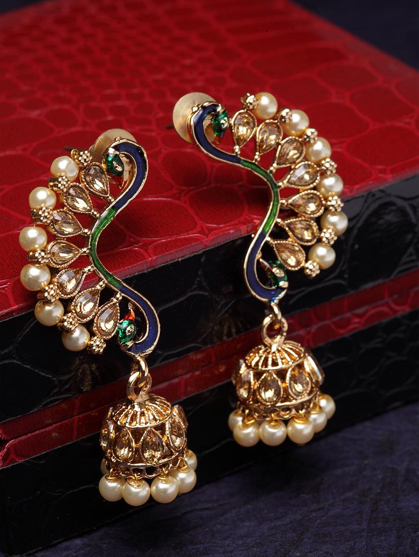 gold brass drop earring - 17021640 - Zoom Image - 1
