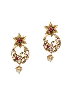gold brass drop earring - 17021641 - Standard Image - 2