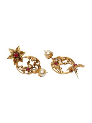 gold brass drop earring - 17021641 - Standard Image - 3
