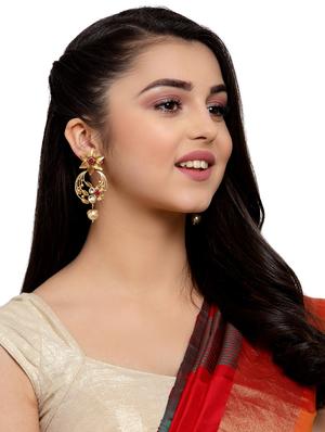 gold brass drop earring - 17021641 - Standard Image - 4