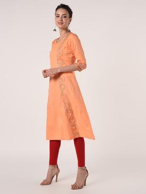embroidered a-line kurta - 17021843 - Standard Image - 2