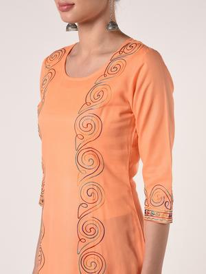 embroidered a-line kurta - 17021843 - Standard Image - 4