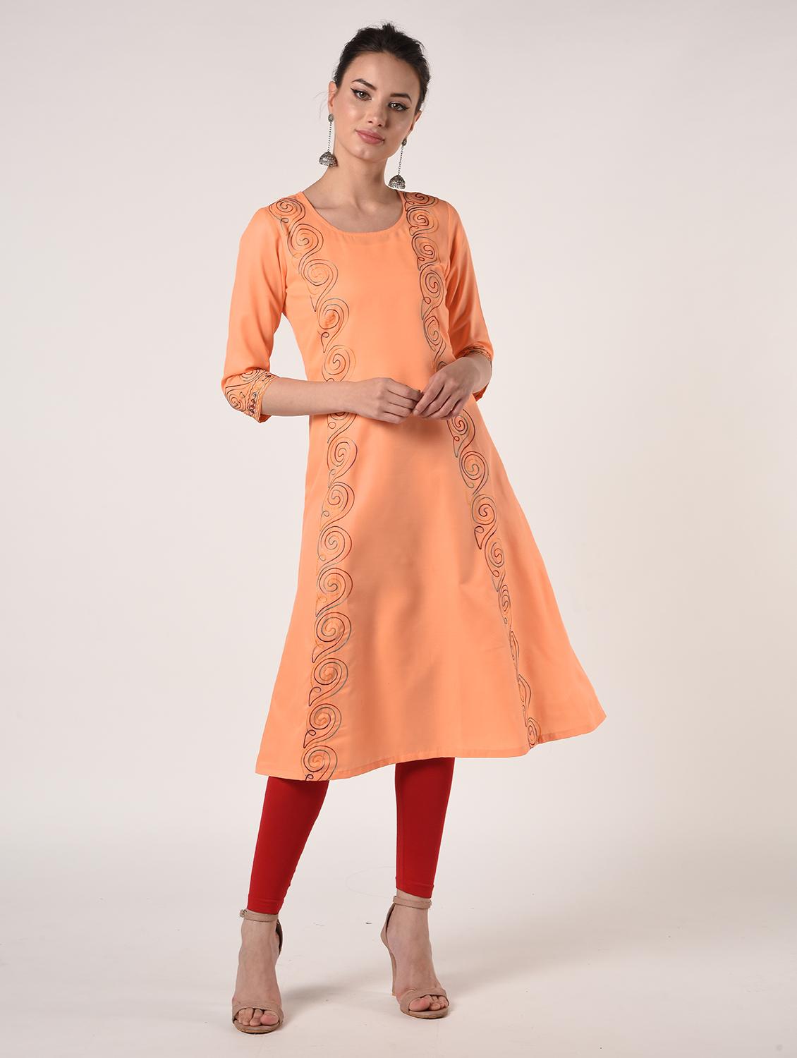 embroidered a-line kurta - 17021843 - Zoom Image - 1