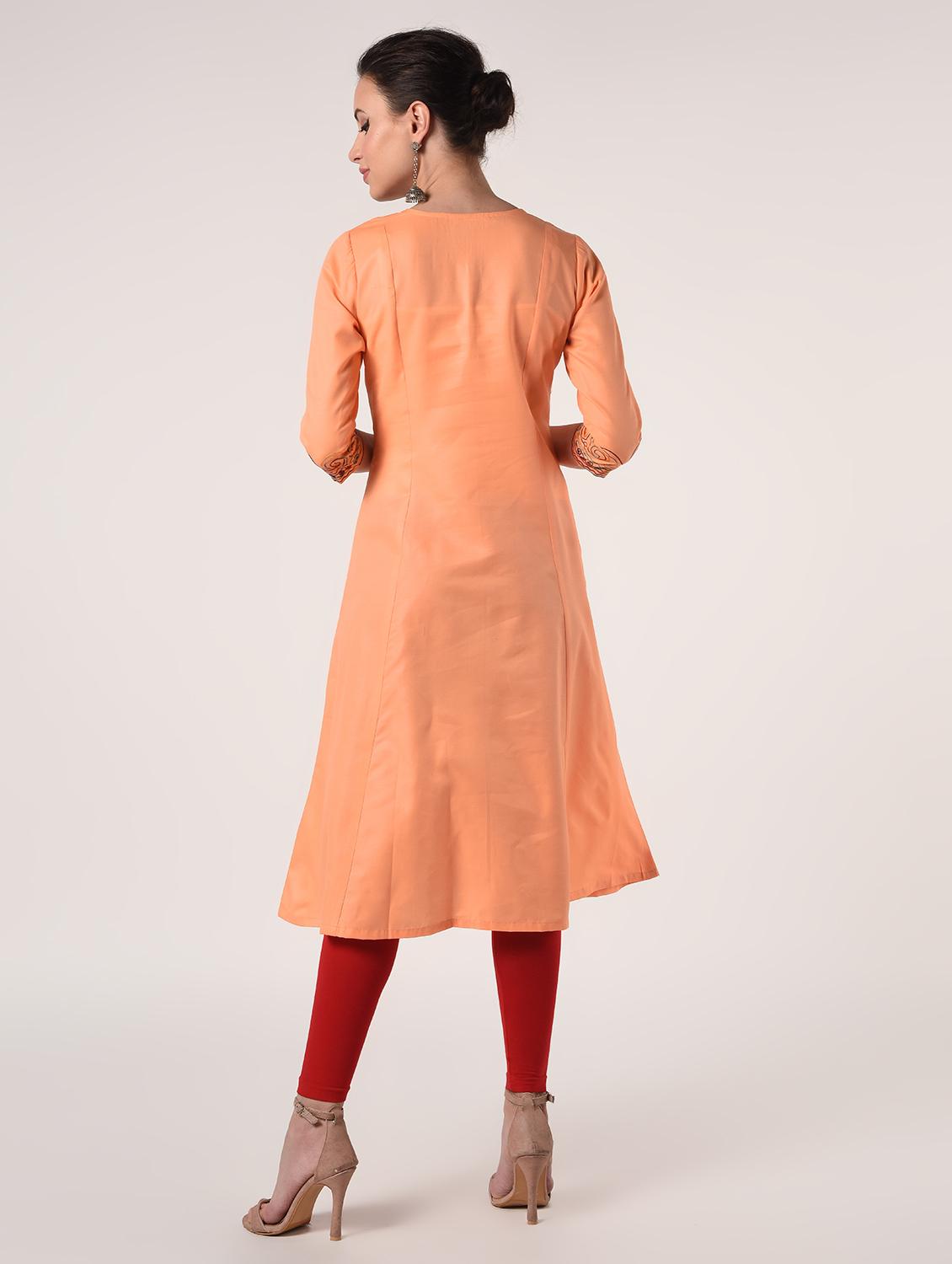 embroidered a-line kurta - 17021843 - Zoom Image - 3