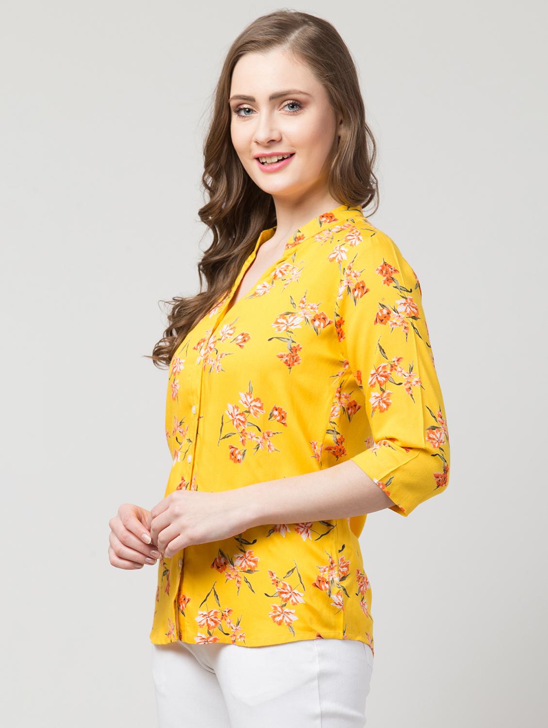 mandarin collar floral shirt - 17022113 - Zoom Image - 2