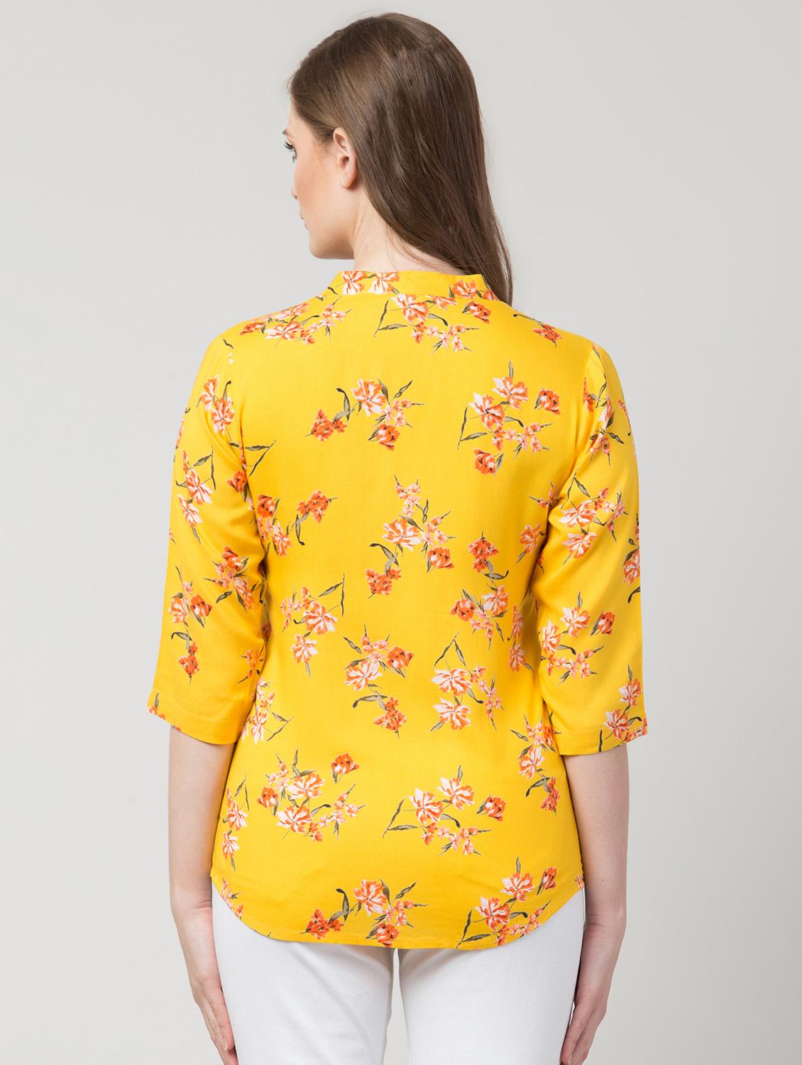 mandarin collar floral shirt - 17022113 - Zoom Image - 3