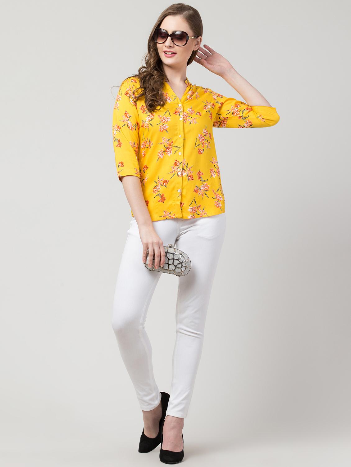 mandarin collar floral shirt - 17022113 - Zoom Image - 4
