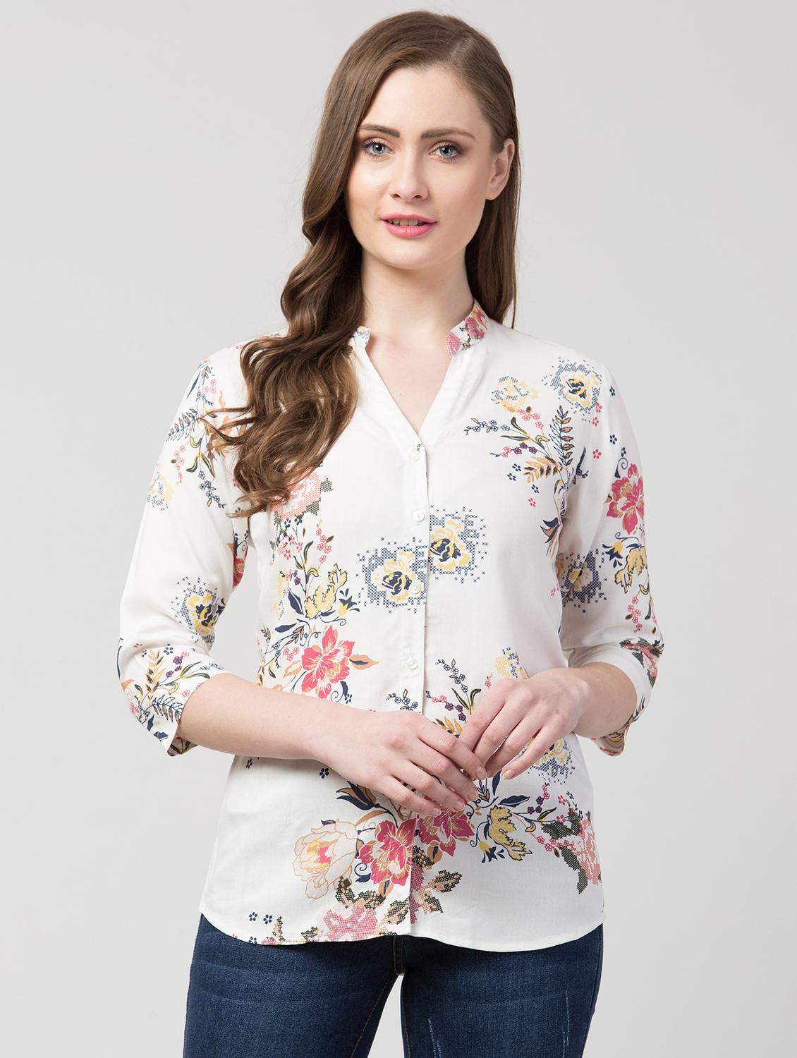 optic white floral shirt - 17022124 - Zoom Image - 1