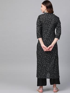 printed straight kurta - 17022156 - Standard Image - 3