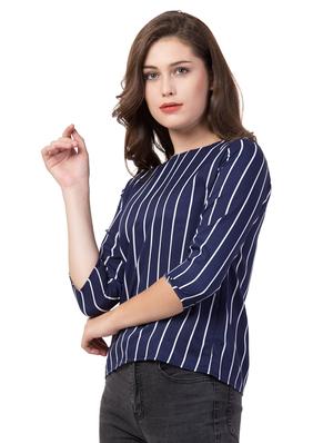 round neck striped top - 17022210 - Standard Image - 2