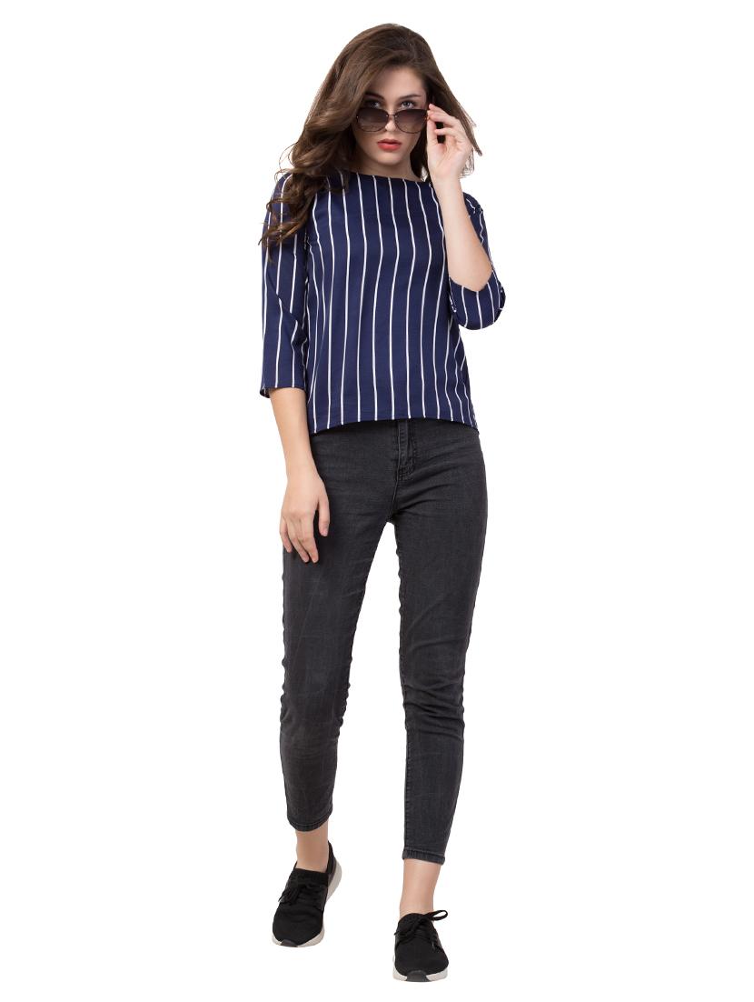 round neck striped top - 17022210 - Zoom Image - 4