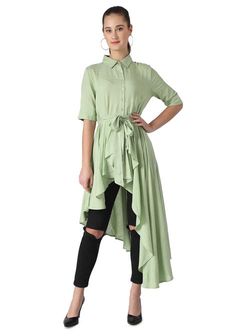 tie front asymmetric tunic  - 17022276 -  Standard Image - 0