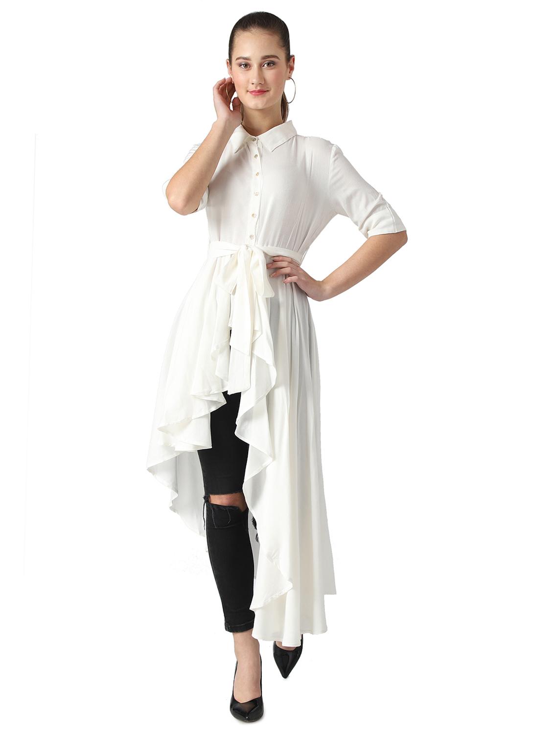 tie front asymmetric tunic - 17022277 - Zoom Image - 1