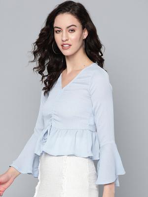 bell sleeves peplum top - 17022786 - Standard Image - 2