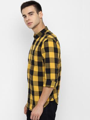 yellow checkered casual shirt - 17022923 - Standard Image - 2