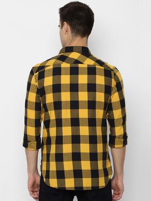 yellow checkered casual shirt - 17022923 - Standard Image - 3